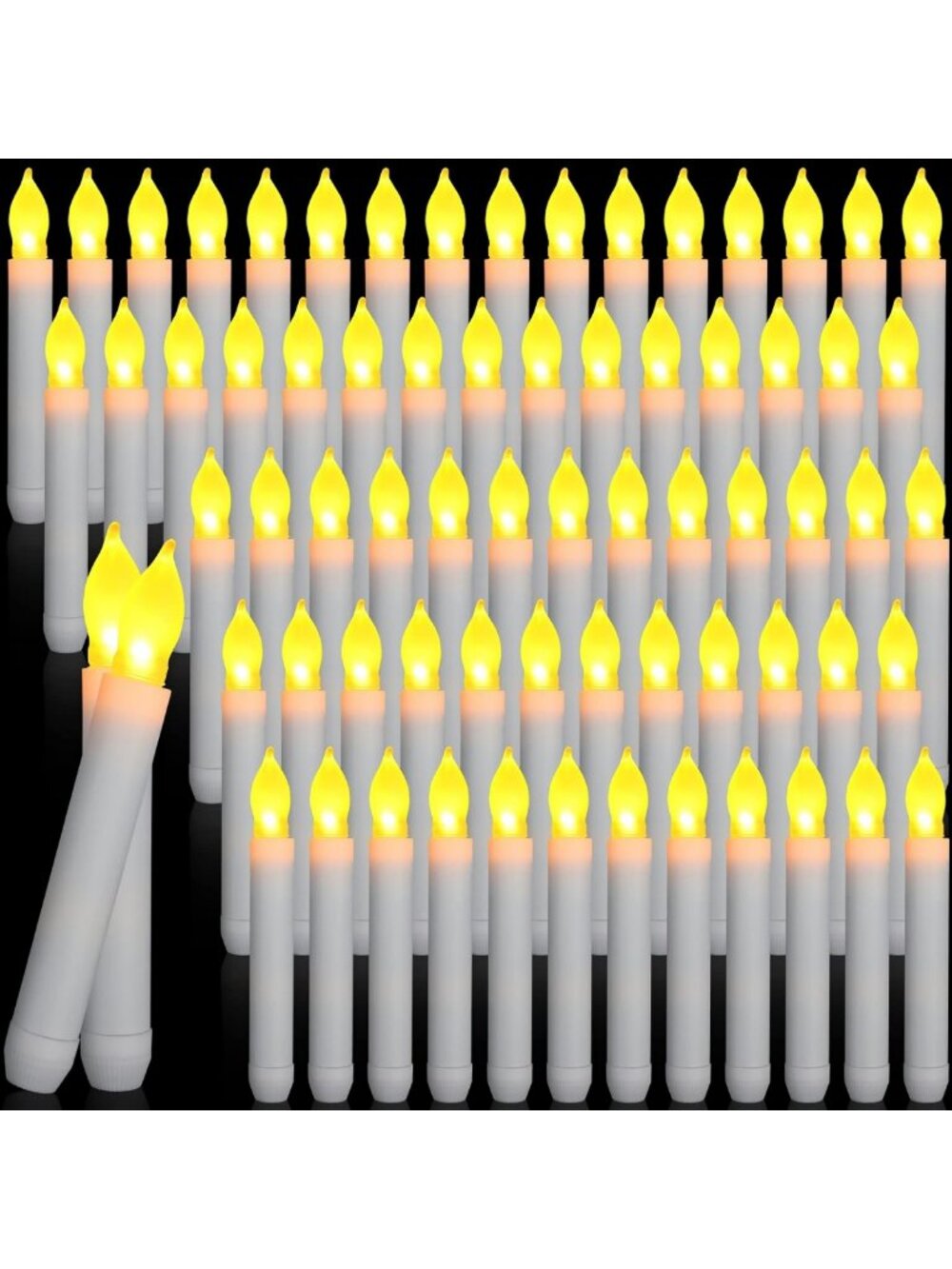108 Flameless LED Taper Candles - White, Battery Operated, Safe & Elegant Decor